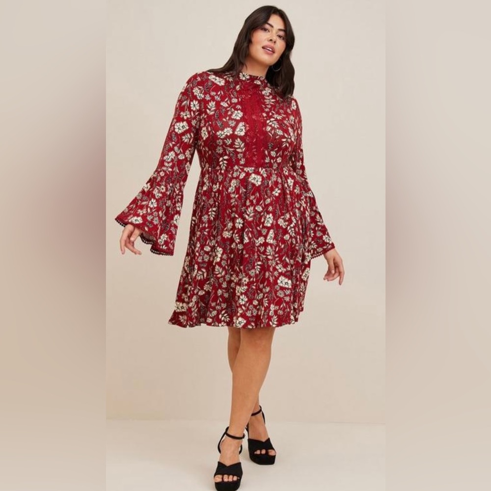 Torrid 3x Dark Red Dress NWT